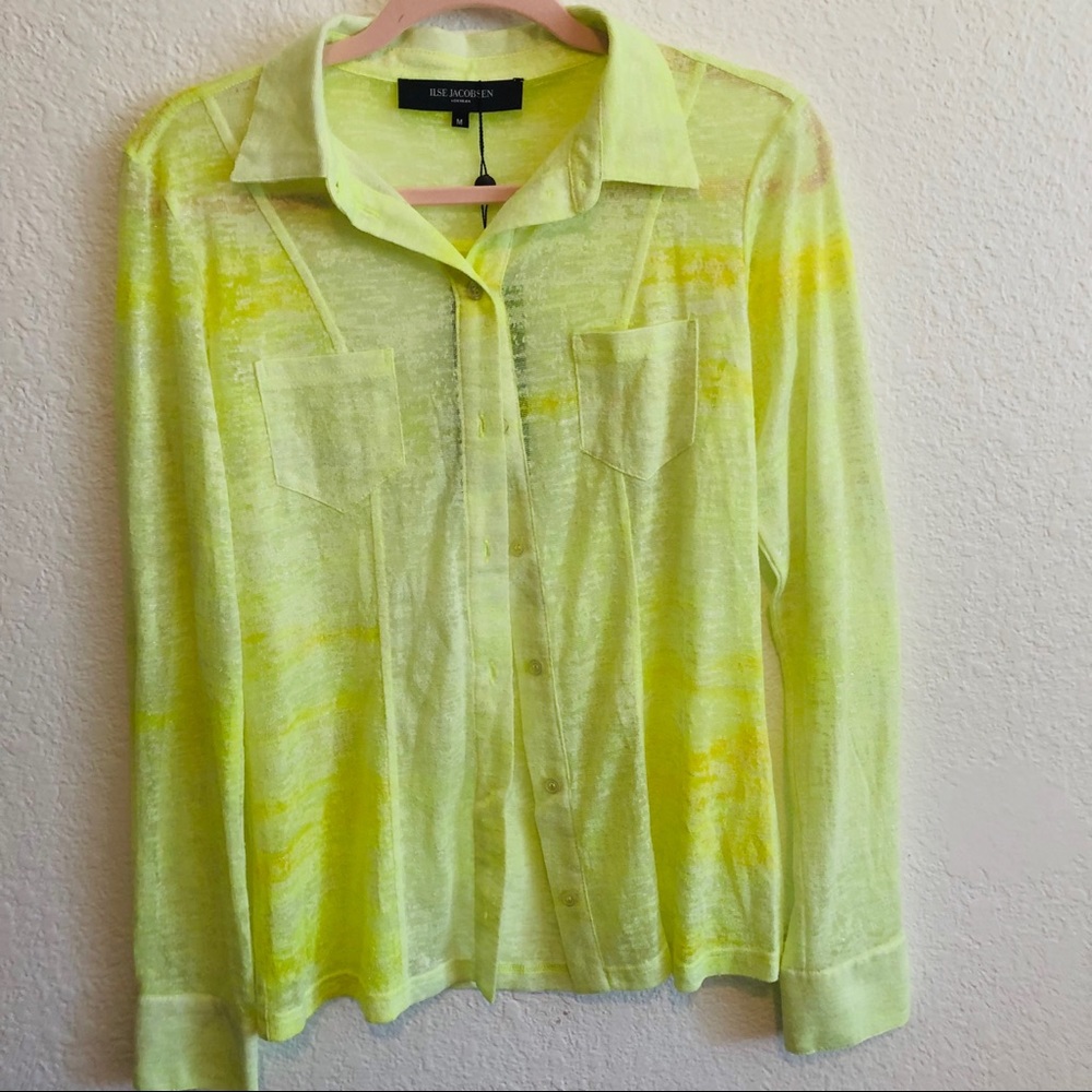 ILSE JACOBSEN Sheer Neon Button Down Shirt